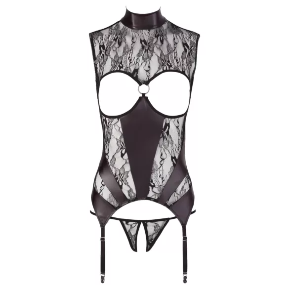 Abierta Fina - Funkelndes Spitzen-Open-Top (Schwarz)