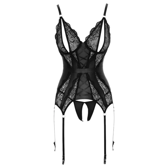 Cottelli - Spitze Offenes Oberteil & Tanga (schwarz) - XL