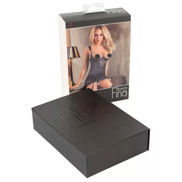 Abierta Fina - Glitzerndes Kettenoberteil und Tanga (Schwarz)