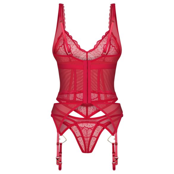 Obsessive Cupide Desir - Transparenter Spitzen-Set (Rot)