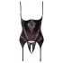 Cottelli - Korsett mit Strumpfhaltern und offenem String-Set (schwarz) - M