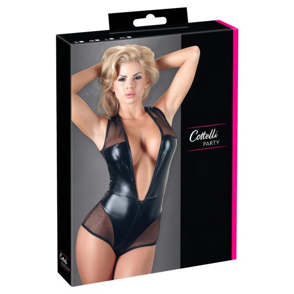 Cottelli - Glänzender Netz-Body (schwarz) - L