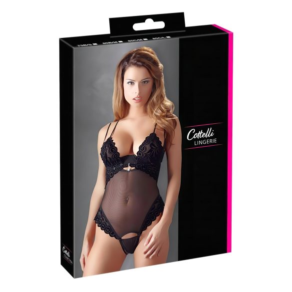 Cottelli - Samtiger, vielseitiger Body (schwarz) - 80C/M