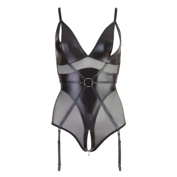 Cottelli Bondage - glänzender Body mit Handschellen (schwarz) - M