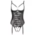 Abierta Fina - Funkelndes Spitzen-Body mit offenem Träger (schwarz) - 80B/M