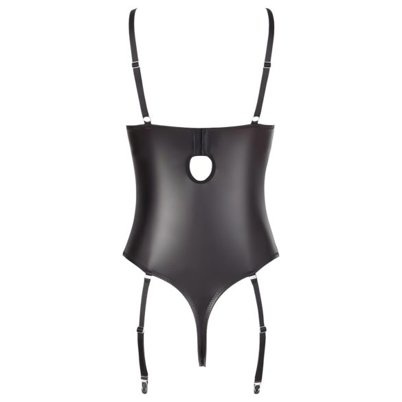 Abierta Fina - Funkelndes Spitzen-Body mit offenem Träger (schwarz) - 85C/L