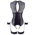 Cottelli Bondage - Glänzender Offener Body & Handfesseln (Schwarz)