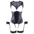Cottelli Bondage - Glänzender Offener Body & Handfesseln (Schwarz) - M