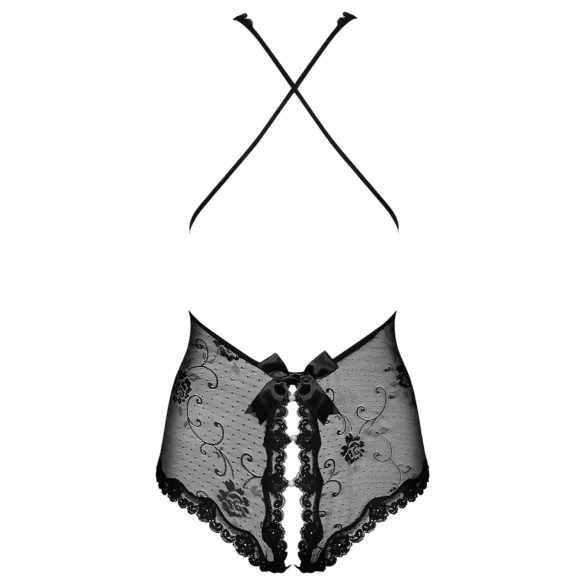Obsessive Fiorenta - Perlen, offen, Spitzenbody (schwarz) - L/XL
