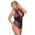 Cottelli Plus Size - Blumen-Body (schwarz-lila) - 2XL