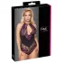 Cottelli Plus Size - Blumen-Body (schwarz-lila) - 3XL