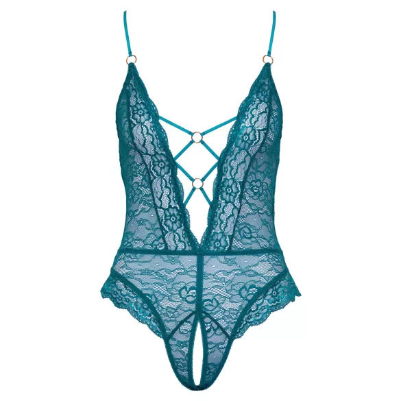 Cottelli - Schnür-Body aus Spitze, offen (grün) - L