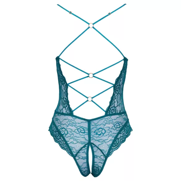 Cottelli - Schnür-Body aus Spitze, offen (grün) - L