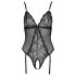 Cottelli - Strumpfhalter, Spitzen-Body mit offenem Design (schwarz)