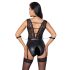 Cottelli Bondage - Spitzen-Body mit Halsband (schwarz) - XL