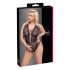 Cottelli Curves Plus Size - Transparenter, gemusterter Body (schwarz)