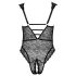 Cottelli Curves Plus Size - Transparenter, gemusterter Body (schwarz)