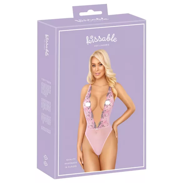 Kissable - Body mit Rosenspitze (Pink)