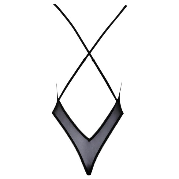 Küssbar - Body mit pinker Stickerei (schwarz) - L/XL