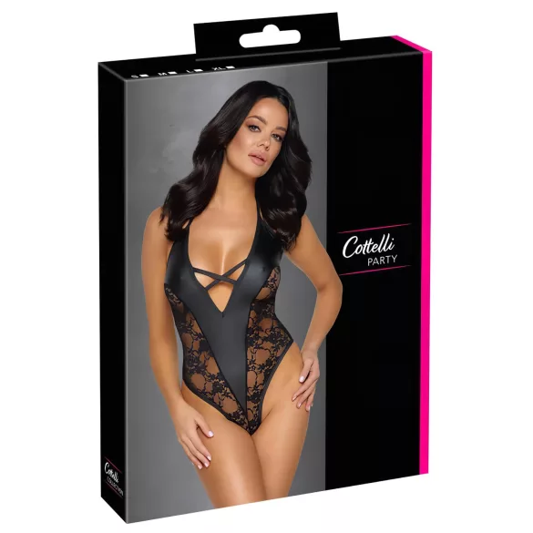 Cottelli Party - Blumenmuster-Body (schwarz) - L