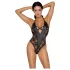 Cottelli Party - Blumenmuster-Body (schwarz) - XL