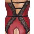 Abierta Fina - Offener Body mit Strumpfhalter (Schwarz-Rot) - M