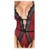 Abierta Fina - Offener Body mit Strumpfhalter (Schwarz-Rot) - L