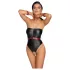 Cottelli Bondage - Glänzender Body und Handfesseln (schwarz)