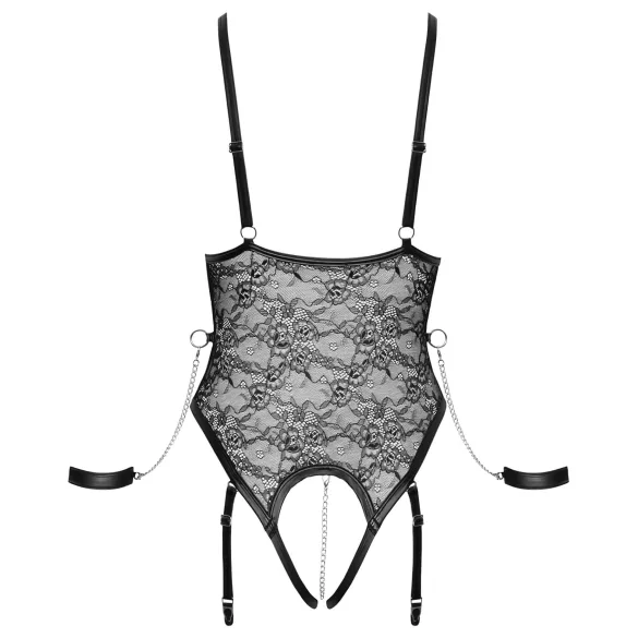 Cottelli Bondage - offener Body mit Fesseln (schwarz) - M