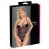 Cottelli - Transparenter Spitzenbody mit Öffnungen (schwarz) - XL