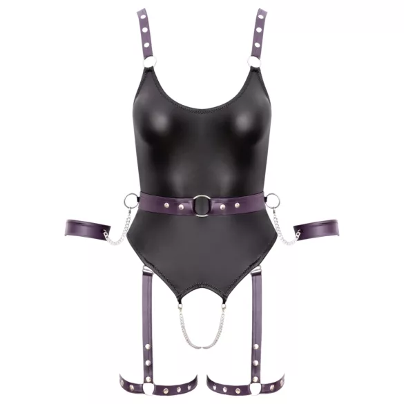 Cottelli - Offener Bondage-Body mit Handschellen (Schwarz) - M