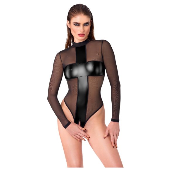 Noir - transparenter Body mit Kreuzmuster (schwarz) - M