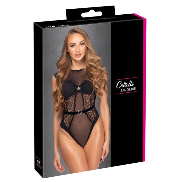Cottelli - Transparenter Spitzen-Body (Schwarz)