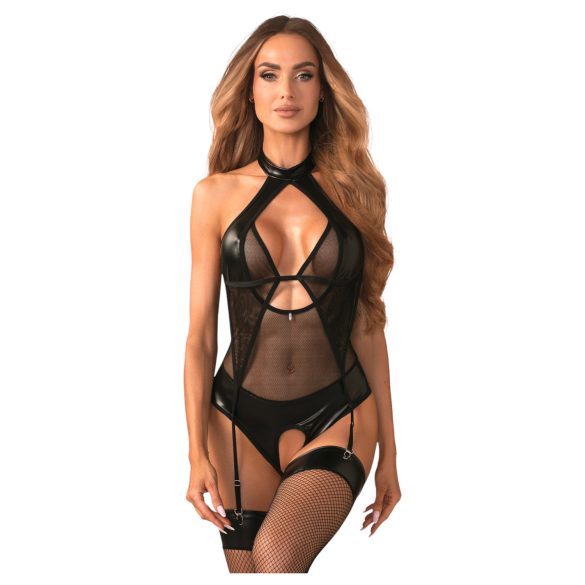 Obsessive Dominna - transparenter, schimmernder Body (schwarz)