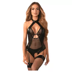   Obsessive Dominna - transparenter, schimmernder Body (schwarz) - L/XL
