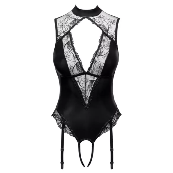 Cottelli - Body mit Strapsen, im Schritt offen (schwarz)