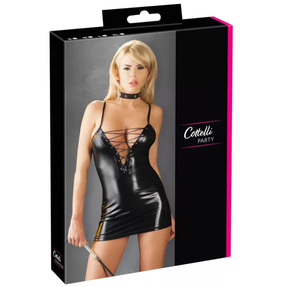 Cottelli - glänzendes, geschnürtes Kleid (schwarz) - XL