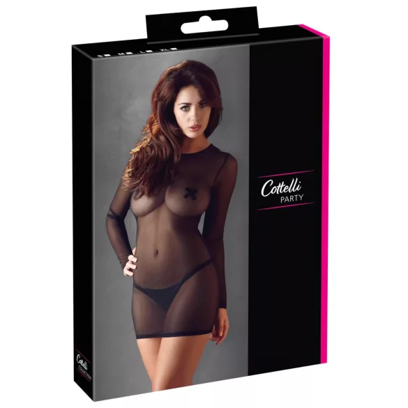 Cottelli - Transparenz-Kleid (schwarz) - XL