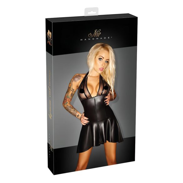 Noir - Kleid mit transparentem Brustteil und Nackenband (schwarz)