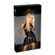Noir - Plisseekleid mit transparentem Brustteil und Halsband (schwarz) - XL
