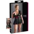 Cottelli Plus Size - Glänzendes Kleid mit rotem Korsett (schwarz) - XXL