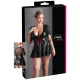 Cottelli Plus Size - Glänzendes Kleid mit rotem Korsett (schwarz) - XXL