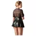 Cottelli Plus Size - Glänzendes Kleid mit rotem Korsett (schwarz) - XXXXL
