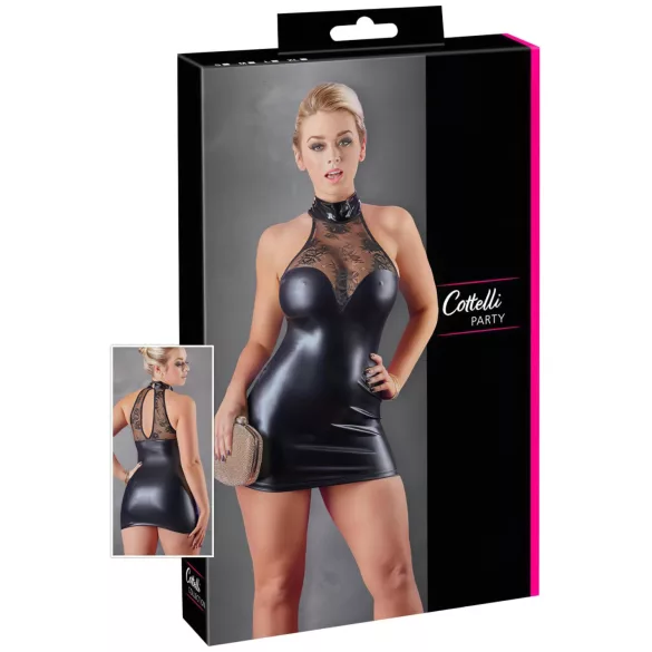 Cottelli - Spitzen Minikleid mit glänzendem Halsband (schwarz) - L