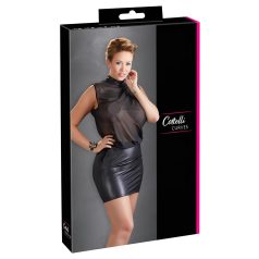 Cottelli Plus Size - Glänzendes Chiffon-Kleid (schwarz)