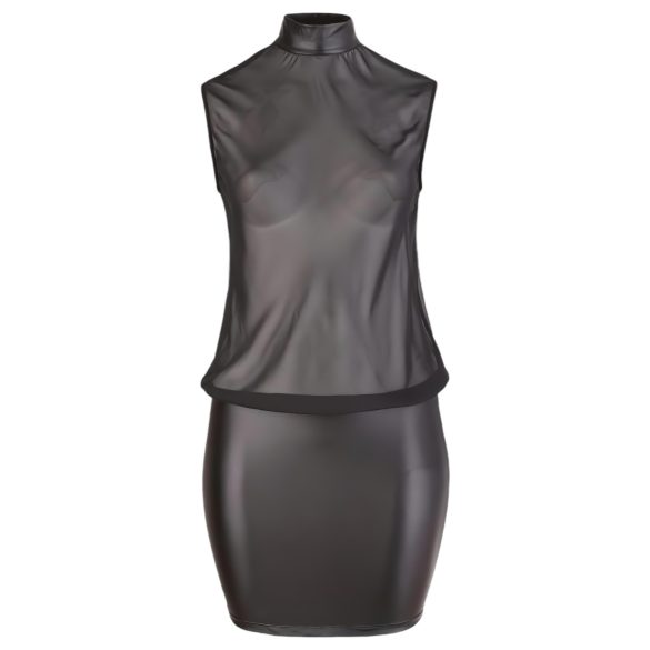 Cottelli Plus Size - Glänzendes Chiffon-Kleid (schwarz) - 3XL