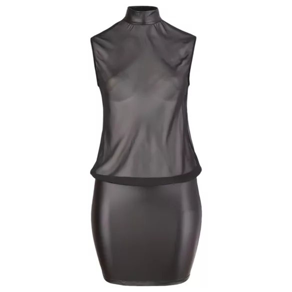 Cottelli Plus Size - Glänzendes Chiffon-Kleid (schwarz) - 4XL