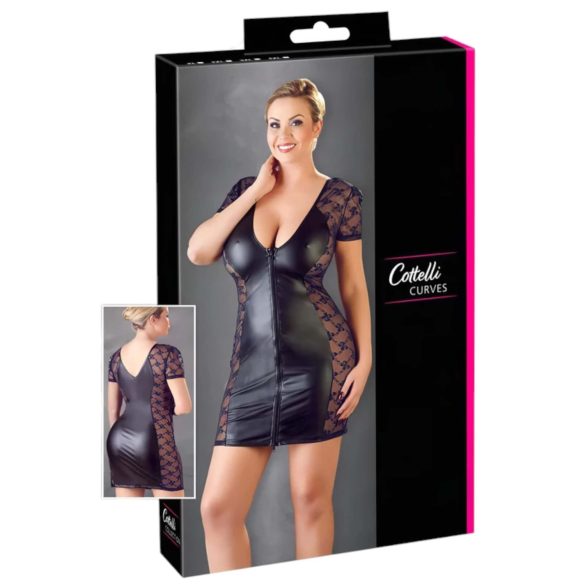 Cottelli Plus Size - Spitzenkleid mit Schleife (schwarz)