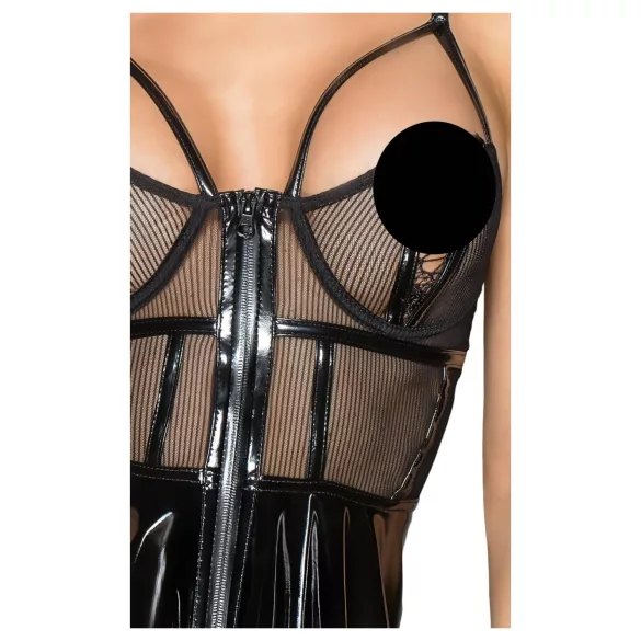 Noir - Lackkleid mit Netzdetail (Schwarz) - M