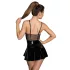 Noir - Lackkleid mit Netzdetail (Schwarz) - L